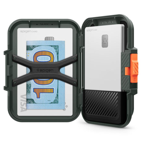 Suport Spigen Magnetic Card Lock Fit MagSafe (AFA08528), Universal, for Card / Cash, Military Green