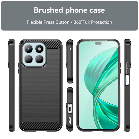 Husa de protectie Techsuit Carbon Silicone compatibil cu Honor X8c, Negru
