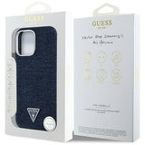 Husa de protectie Guess Denim Triangle Logo MagSafe (GUHMP16LRJFWTLB) compatibil cu iPhone 16 Pro, Albastru