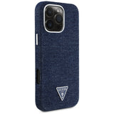 Husa de protectie Guess Denim Triangle Logo MagSafe (GUHMP16LRJFWTLB) compatibil cu iPhone 16 Pro, Albastru