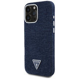 Husa de protectie Guess Denim Triangle Logo MagSafe (GUHMP16LRJFWTLB) compatibil cu iPhone 16 Pro, Albastru