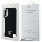 Husa de protectie Guess Denim Triangle Logo MagSafe (GUHMP16SRJFWTLK) compatibil cu iPhone 16, Negru