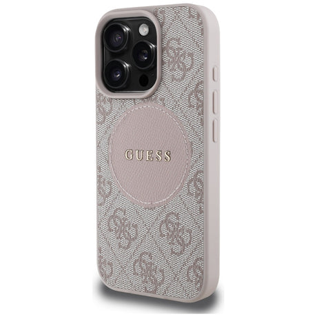 Husa de protectie Guess 4G Circle Classic Logo MagSafe (GUHMP16LP4PGRSGP) compatibil cu iPhone 16 Pro, Roz