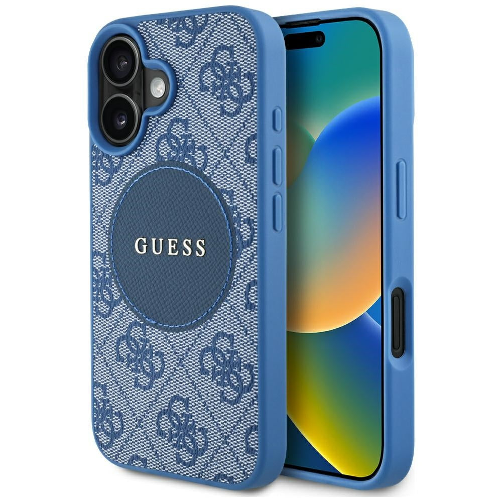 Husa de protectie Guess 4G Circle Classic Logo MagSafe (GUHMP16SP4PGRSGB) compatibil cu iPhone 16, Albastru