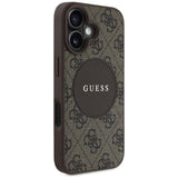 Husa de protectie Guess 4G Circle Classic Logo MagSafe (GUHMP16SP4PGRSGW) compatibil cu iPhone 16, Maro