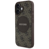Husa de protectie Guess 4G Circle Classic Logo MagSafe (GUHMP16SP4PGRSGW) compatibil cu iPhone 16, Maro