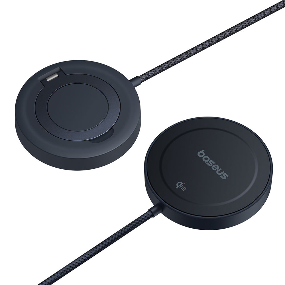 Incarcator Baseus Magnetic Wireless Simple Mini4 (P10273300121-02), Universal, with Stand, USB-C, Qi2, 15W, 1m, Negru Cosmic