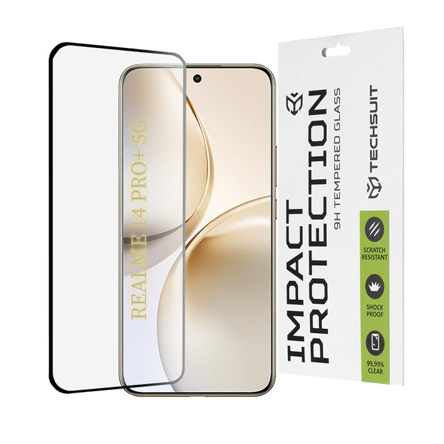 Folie de protectie Techsuit 111D Full Cover / Full Glue Glass / 3D Curved Screen compatibil cu Realme 14 Pro+, Negru