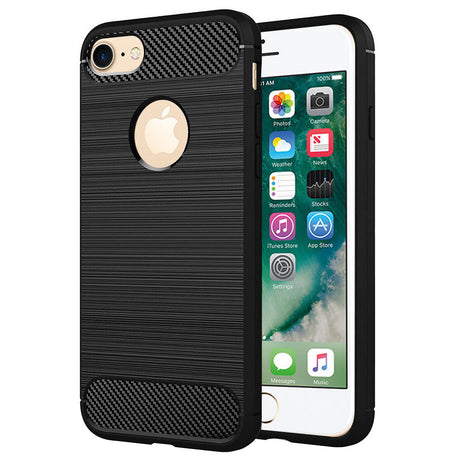 Husa de protectie Techsuit Carbon Silicone compatibil cu iPhone 7 / iPhone 8, Negru