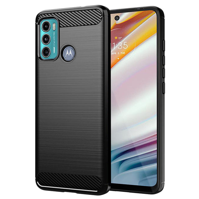 Husa de protectie Techsuit Carbon Silicone compatibil cu Motorola Moto G60, Negru