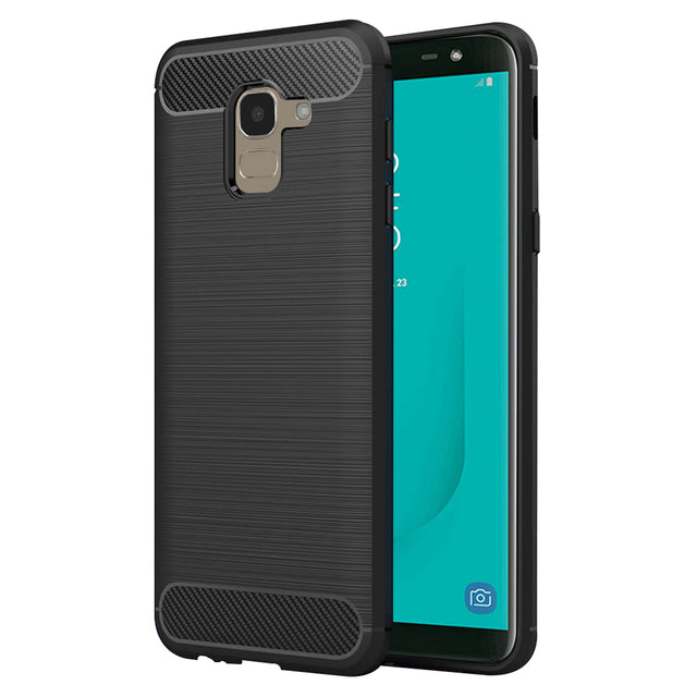 Husa de protectie Techsuit Carbon Silicone compatibil cu Samsung Galaxy J6 2018, Negru