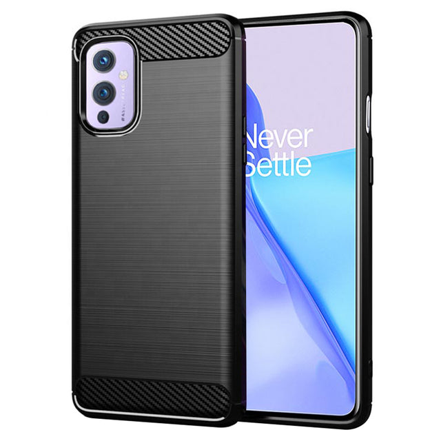 Husa de protectie Techsuit Carbon Silicone compatibil cu OnePlus 9, Negru