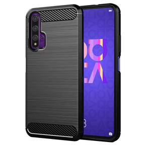 Husa de protectie Techsuit Carbon Silicone compatibil cu Huawei nova 5T / Honor 20, Negru