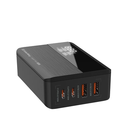Gadget ColorWay Charger Cable Adapter (CW-CHS041PD-BK), 2xUSB QC, 2xType-C PD3.0 PPS, Huawei FCP, VOOC, 100W, LED Display, Negru