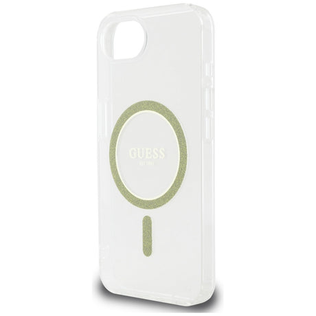 Husa de protectie Guess IML Glitter Circle MagSafe (GUHMPSE4HFGERET) compatibil cu iPhone 16e / iPhone 17e, Transparent