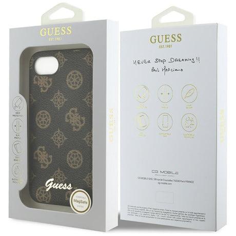Husa de protectie Guess Peony Script MagSafe (GUHMPSE4PGPYSK) compatibil cu iPhone 16e / iPhone 17e, Negru