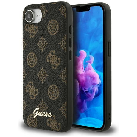 Husa de protectie Guess Peony Script MagSafe (GUHMPSE4PGPYSK) compatibil cu iPhone 16e / iPhone 17e, Negru