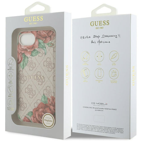 Husa de protectie Guess Hardcase 4G Flower Print MagSafe (GUHMPSE4P4ROPEMCP) compatibil cu iPhone 16e / iPhone 17e, Roz