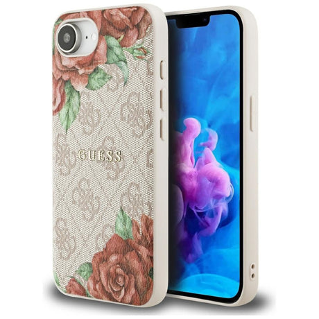 Husa de protectie Guess Hardcase 4G Flower Print MagSafe (GUHMPSE4P4ROPEMCP) compatibil cu iPhone 16e / iPhone 17e, Roz