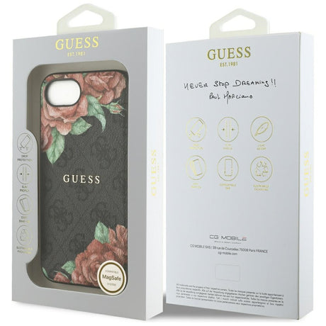 Husa de protectie Guess Hardcase 4G Flower Print MagSafe (GUHMPSE4P4ROPEMCK) compatibil cu iPhone 16e / iPhone 17e, Negru