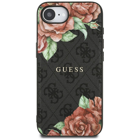 Husa de protectie Guess Hardcase 4G Flower Print MagSafe (GUHMPSE4P4ROPEMCK) compatibil cu iPhone 16e / iPhone 17e, Negru