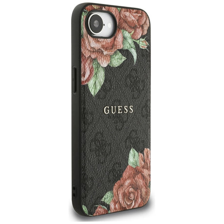 Husa de protectie Guess Hardcase 4G Flower Print MagSafe (GUHMPSE4P4ROPEMCK) compatibil cu iPhone 16e / iPhone 17e, Negru