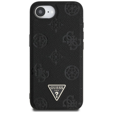 Husa de protectie Guess Peony Grained Hot Stamp Triangle Logo MagSafe (GUHMPSE4PGBTMK) compatibil cu iPhone 16e / iPhone 17e, Negru
