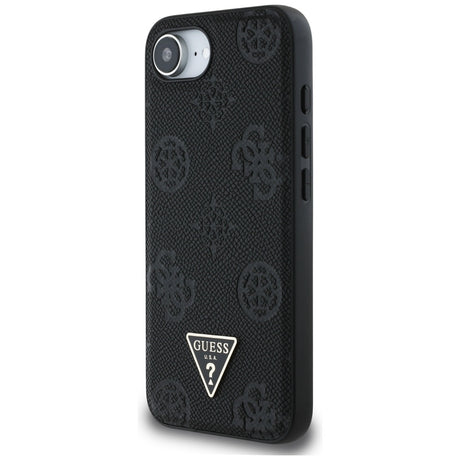 Husa de protectie Guess Peony Grained Hot Stamp Triangle Logo MagSafe (GUHMPSE4PGBTMK) compatibil cu iPhone 16e / iPhone 17e, Negru