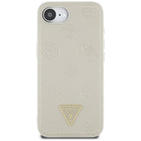 Husa de protectie Guess Peony Grained Hot Stamp Triangle Logo MagSafe (GUHMPSE4PGBTME) compatibil cu iPhone 16e / iPhone 17e, Bej