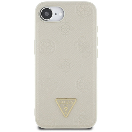 Husa de protectie Guess Peony Grained Hot Stamp Triangle Logo MagSafe (GUHMPSE4PGBTME) compatibil cu iPhone 16e / iPhone 17e, Bej