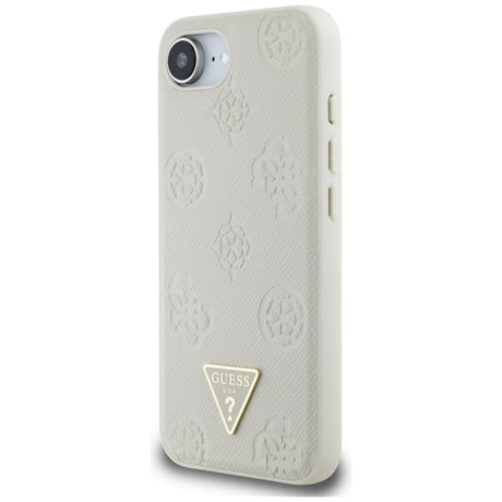 Husa de protectie Guess Peony Grained Hot Stamp Triangle Logo MagSafe (GUHMPSE4PGBTME) compatibil cu iPhone 16e / iPhone 17e, Bej