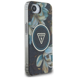 Husa de protectie Guess IML Metal Glitter Flowers Triangle MagSafe (GUHMPSE4HFLPEDK) compatibil cu iPhone 16e / iPhone 17e, Negru