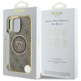 Husa de protectie Guess IML Metal Glitter 4G Circle Triangle MagSafe (GUHMP16XHG4PRTGW) compatibil cu iPhone 16 Pro Max, Maro