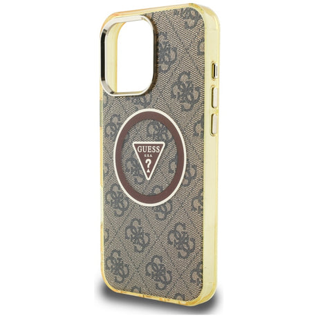 Husa de protectie Guess IML Metal Glitter 4G Circle Triangle MagSafe (GUHMP16XHG4PRTGW) compatibil cu iPhone 16 Pro Max, Maro