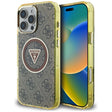 Husa de protectie Guess IML Metal Glitter 4G Circle Triangle MagSafe (GUHMP16XHG4PRTGW) compatibil cu iPhone 16 Pro Max, Maro