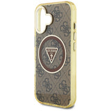 Husa de protectie Guess IML Metal Glitter 4G Circle Triangle MagSafe (GUHMP16SHG4PRTGW) compatibil cu iPhone 16, Maro