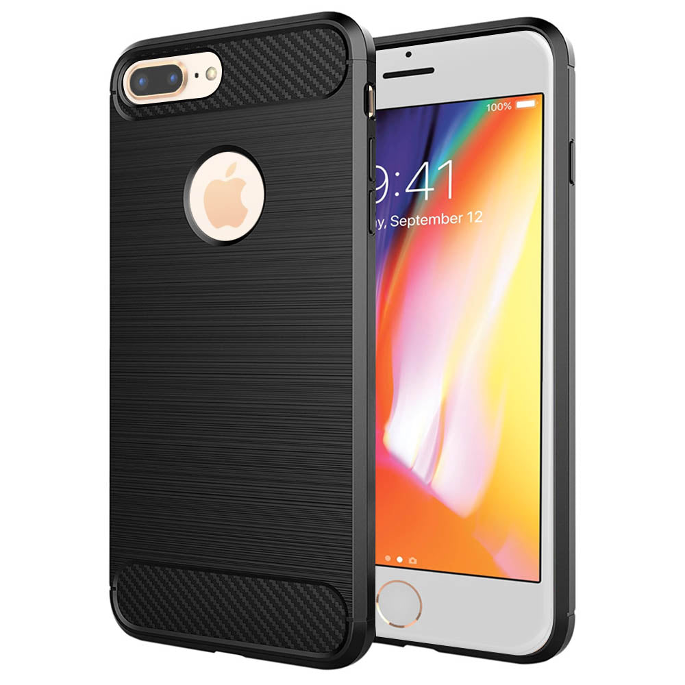 Husa de protectie Techsuit Carbon Silicone compatibil cu iPhone 8 Plus, Negru