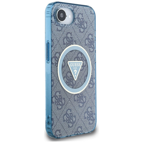 Husa de protectie Guess IML Metal Glitter 4G Circle Triangle MagSafe (GUHMPSE4HG4PRTGB) compatibil cu iPhone 16e / iPhone 17e, Albastru