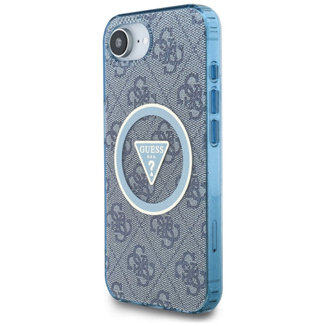 Husa de protectie Guess IML Metal Glitter 4G Circle Triangle MagSafe (GUHMPSE4HG4PRTGB) compatibil cu iPhone 16e / iPhone 17e, Albastru