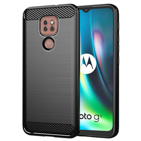 Husa de protectie Techsuit Carbon Silicone compatibil cu Motorola Moto E7 Plus / Moto G9 Play, Negru