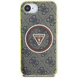 Husa de protectie Guess IML Metal Glitter 4G Circle Triangle MagSafe (GUHMPSE4HG4PRTGW) compatibil cu iPhone 16e / iPhone 17e, Maro