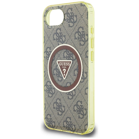Husa de protectie Guess IML Metal Glitter 4G Circle Triangle MagSafe (GUHMPSE4HG4PRTGW) compatibil cu iPhone 16e / iPhone 17e, Maro