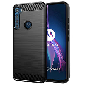 Husa de protectie Techsuit Carbon Silicone compatibil cu Motorola One Fusion Plus, Negru