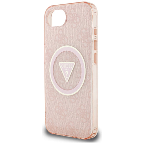 Husa de protectie Guess IML Metal Glitter 4G Circle Triangle MagSafe (GUHMPSE4HG4PRTGP) compatibil cu iPhone 16e / iPhone 17e, Roz
