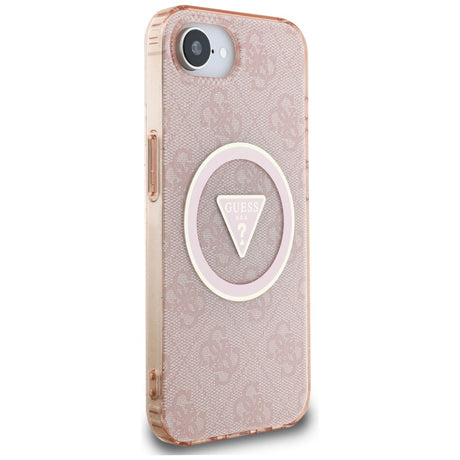 Husa de protectie Guess IML Metal Glitter 4G Circle Triangle MagSafe (GUHMPSE4HG4PRTGP) compatibil cu iPhone 16e / iPhone 17e, Roz