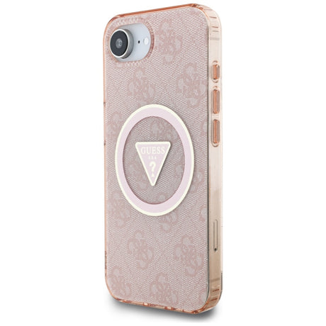 Husa de protectie Guess IML Metal Glitter 4G Circle Triangle MagSafe (GUHMPSE4HG4PRTGP) compatibil cu iPhone 16e / iPhone 17e, Roz