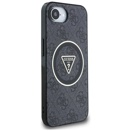Husa de protectie Guess IML Metal Glitter 4G Circle Triangle MagSafe (GUHMPSE4HG4PRTGK) compatibil cu iPhone 16e / iPhone 17e, Negru