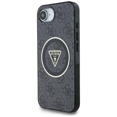 Husa de protectie Guess IML Metal Glitter 4G Circle Triangle MagSafe (GUHMPSE4HG4PRTGK) compatibil cu iPhone 16e / iPhone 17e, Negru