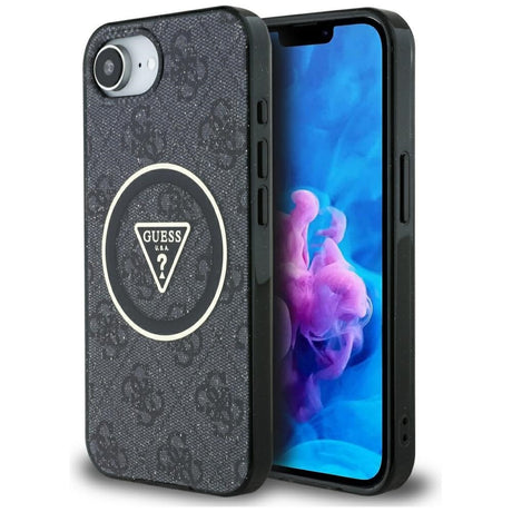 Husa de protectie Guess IML Metal Glitter 4G Circle Triangle MagSafe (GUHMPSE4HG4PRTGK) compatibil cu iPhone 16e / iPhone 17e, Negru