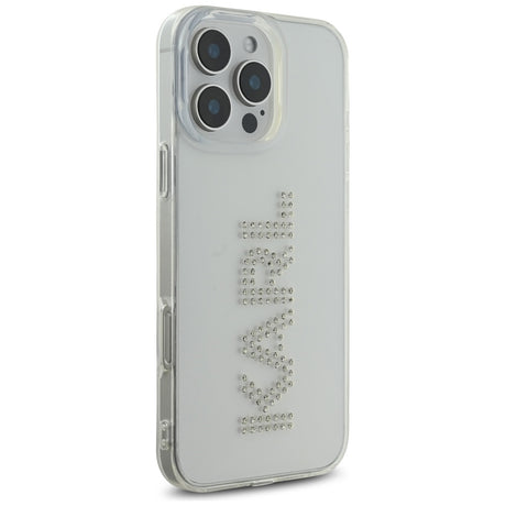 Husa de protectie Karl Lagerfeld IML Rhinestones (KLHCP16LHKLSTDCT) compatibil cu iPhone 16 Pro, Transparent Logo